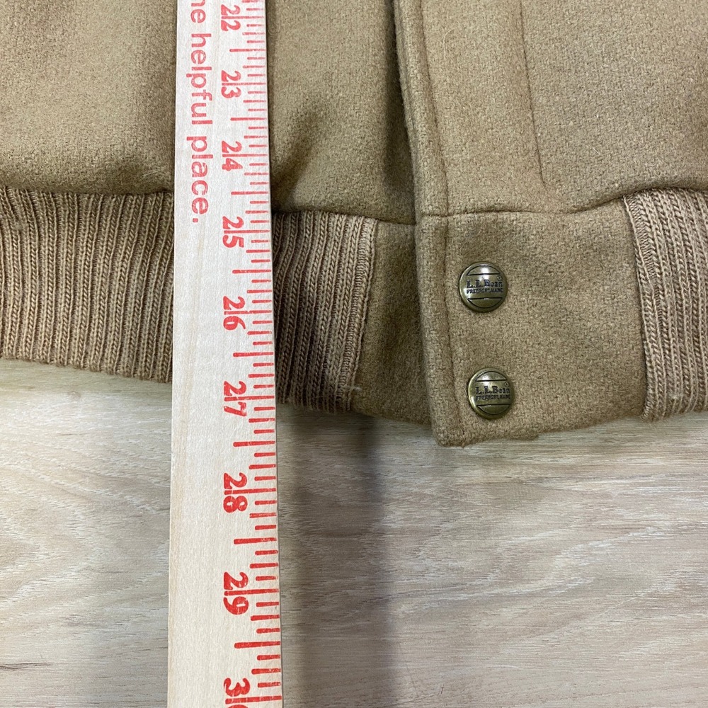 LL Bean Bomber Jacket Mens M Vintage Wool Plaid Lined Tan Heritage Made USA - Picture 5 of 12